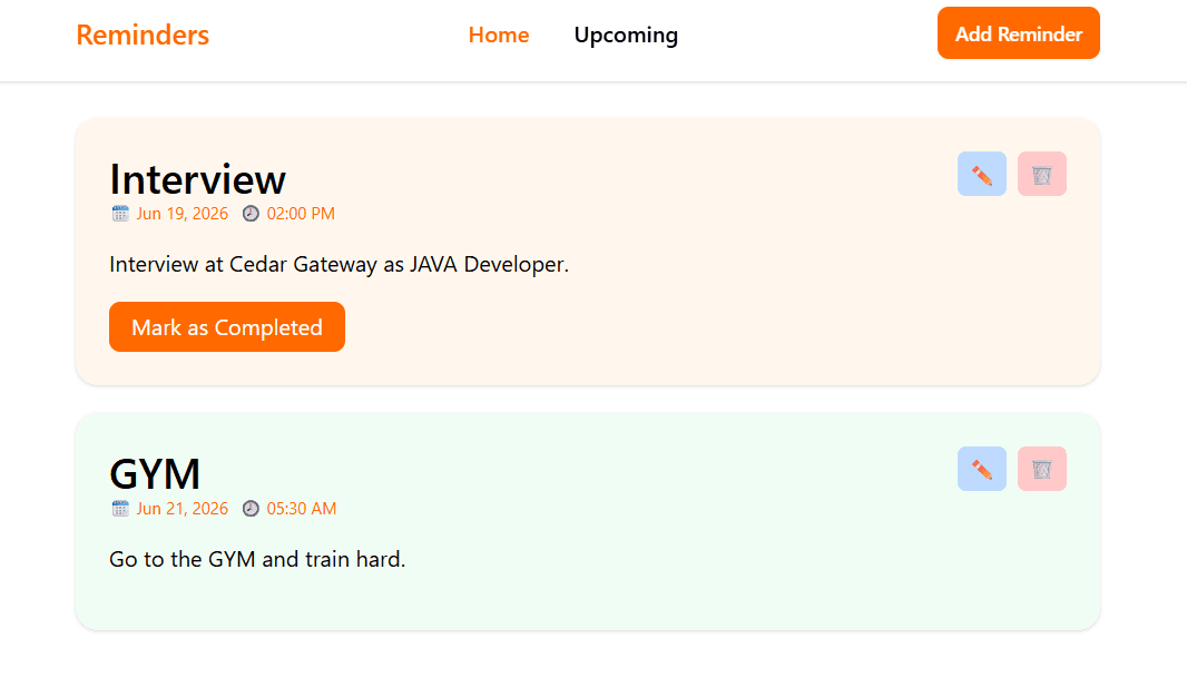 React Reminder App
